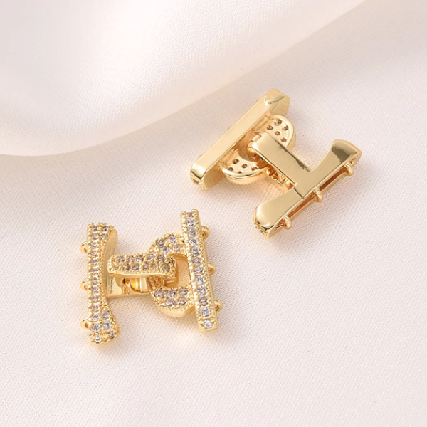 Brass H Shape Clip Clasp Gold / Platinum Plated Zirconic