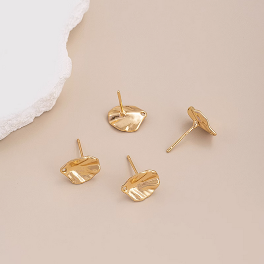 1 Pairs Brass Leaf Earring Pendant Piece, 14K Gold Plate - ERXY-01