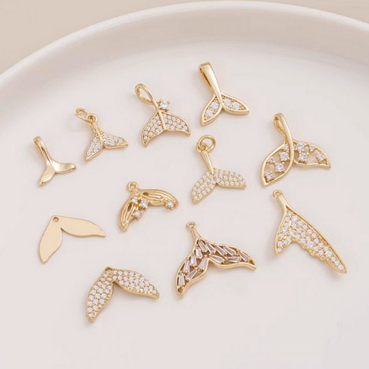 Brass Fish / Mermaid / Whale Tail Shape Pendant Metal Charms