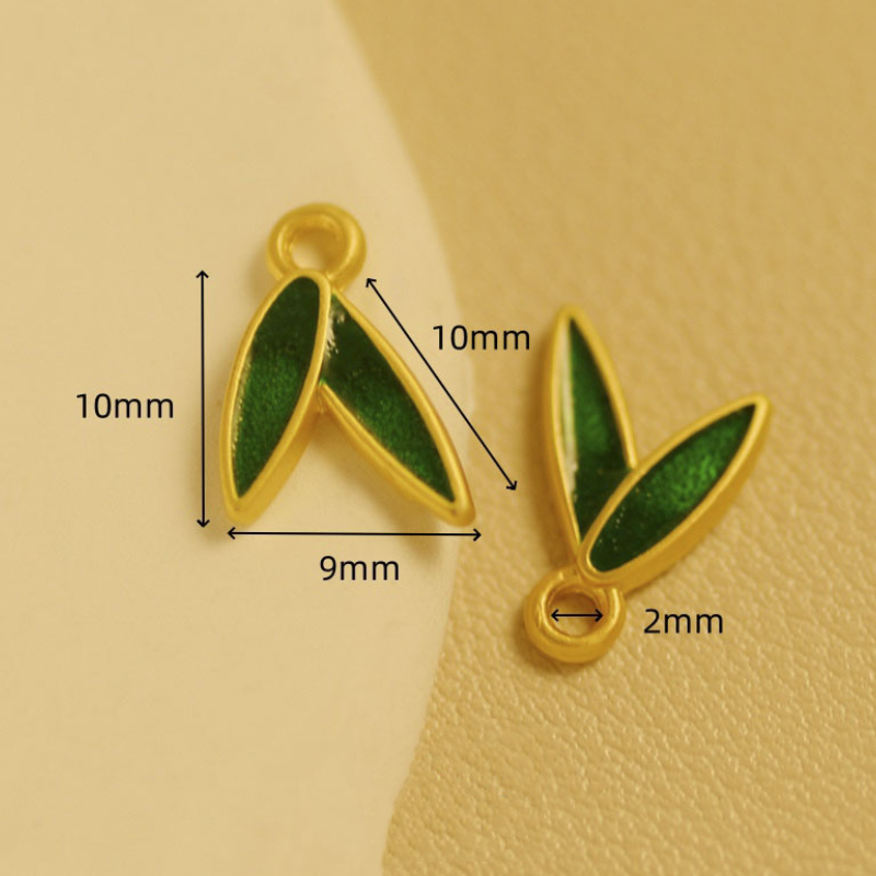 Alloy Gilded Bamboo Leaf Dispensing Pendants
