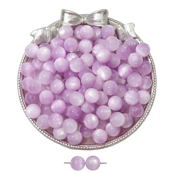 20pcs Resin Imitation Opals Cat's Eye Round Beads