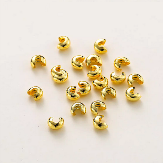 50pcs 4x5mm Half Round Open Crimp Beads / Knot Cover ,18K Plated- CMDB-05