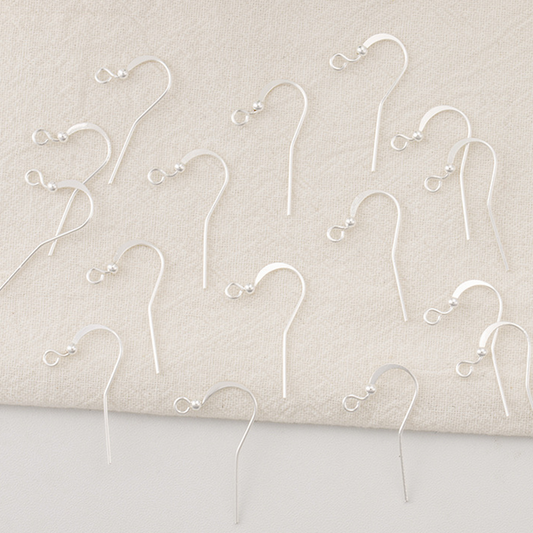 5 Pairs Brass Earring Hook, Silver Plated - EMGQ-01