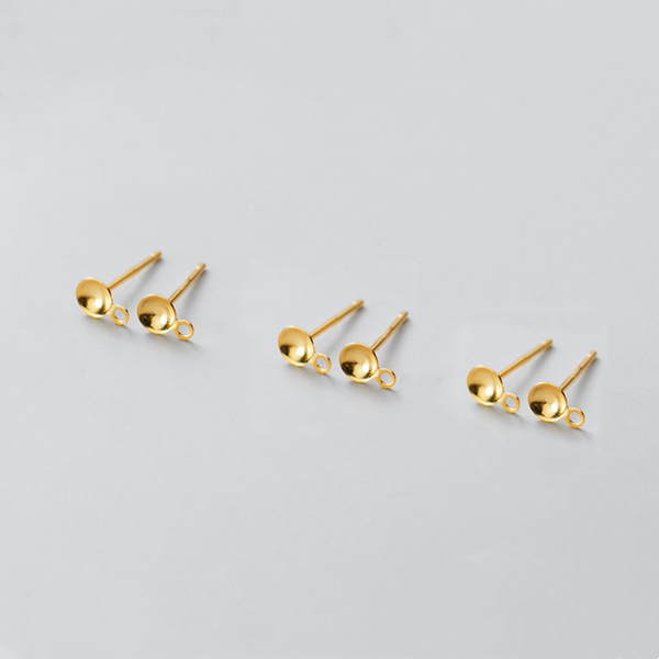 1 Pair 925 Sterling Silver Earring Base, With Hanging Ring