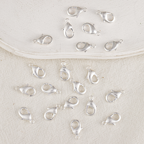 10pcs Brass 5mm Lobster Claw Clasp, Silver Plated - CMBS-01