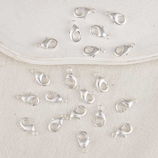 10pcs Brass 5mm Lobster Claw Clasp, Silver Plated - CMBS-01