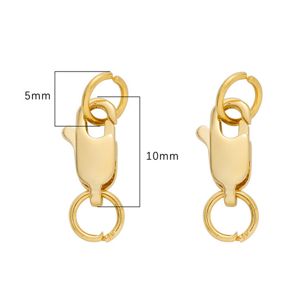 Brass Lobster Claw Clasp With Double Ring