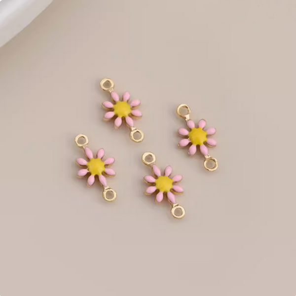 Brass 14K Plated Little Flower Pendants Enamel Dispensing