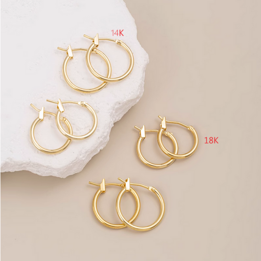 1 Pairs 16mm Brass Big Ring Ear Ring, 14K Plated - ERGQ-02
