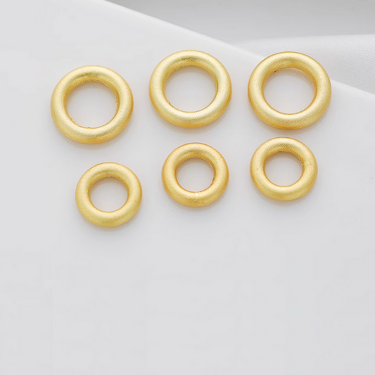 Brass 14mm Jump Ring (Closed Loop)-Matt 18K Plated- AMMR-03
