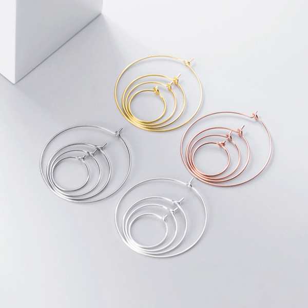 1 Pair 925 Sterling Silver Earring Loop Ring
