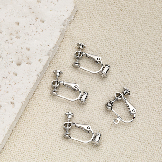 1 Pairs Brass Ear Clip Base Bullet Plug Style, Platinum Plated - ERRJ-06