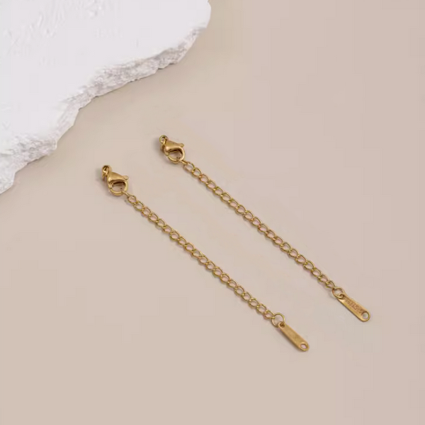 Titanium Steel Lobster Claw Clasp With Chain, Gold Plated - CMLT-01