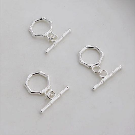 Brass Pinch / OT Clasp -Hexagon Shape,  Silver Plated - CMZJ-02