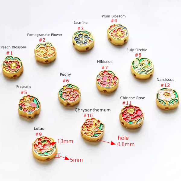 12pcs Alloy Dispensing Flowers Beads 18K Plated