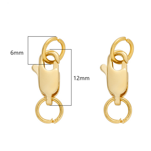 Brass Lobster Claw Clasp With Double Ring
