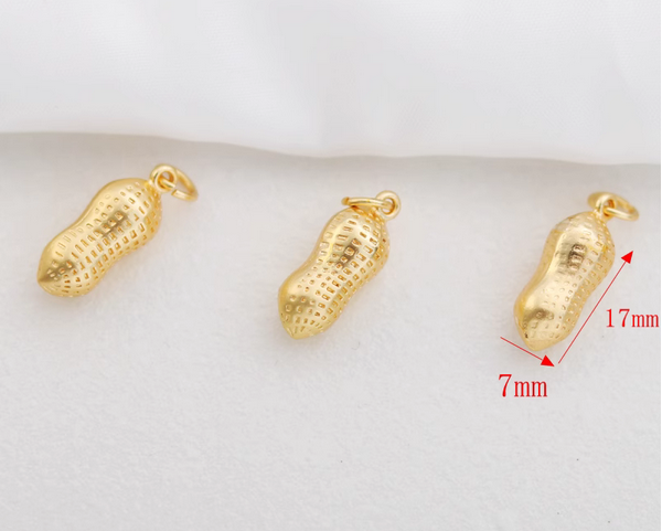 Alloy 18K Gold Plated Peanut (Solid) Pendant Charms