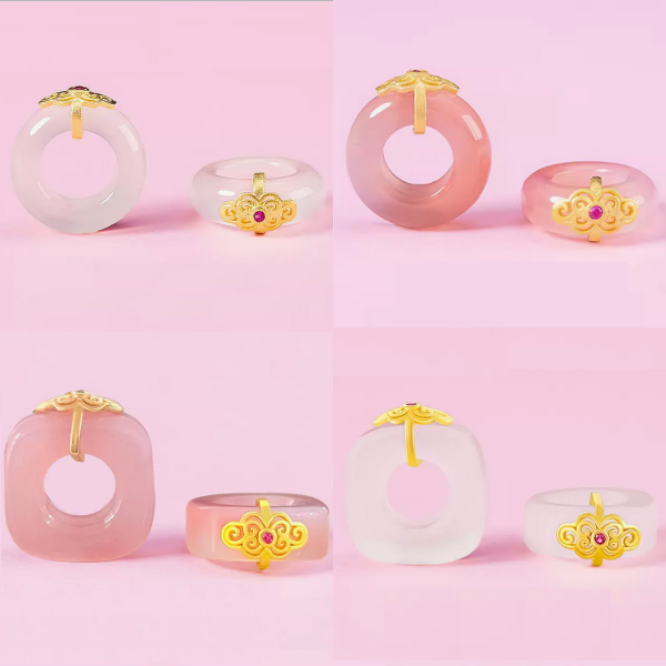 15mm Agate Pendant Square Ring Finger Necklace Ring