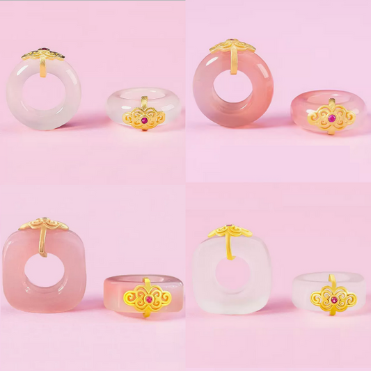 15mm Agate Pendant Square Ring Finger Necklace Ring