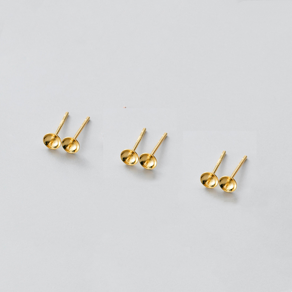 1 Pair 925 Sterling Silver Earring Base, Top Needle+No Ring