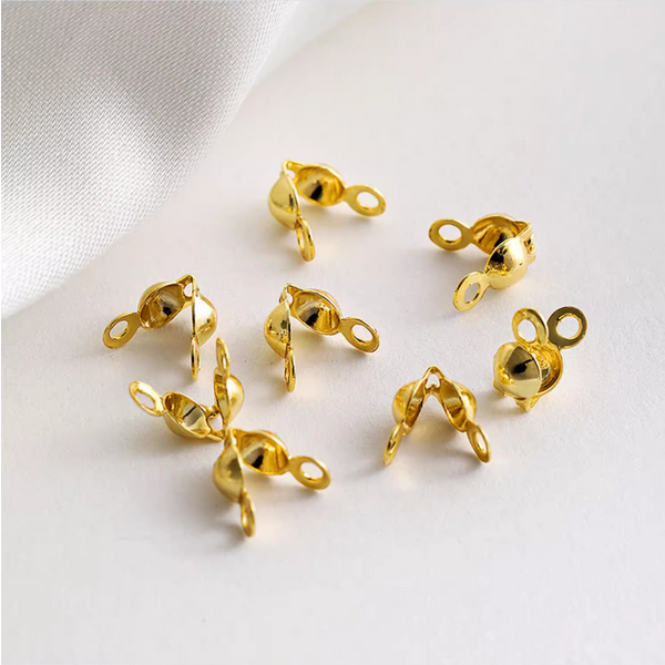 10pcs Clamshell Fold-Over/Knot/End Cap Covers, 18K Plated- CMCJ-04