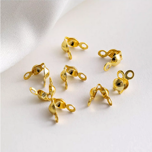 10pcs Clamshell Fold-Over/Knot/End Cap Covers, 18K Plated- CMCJ-04