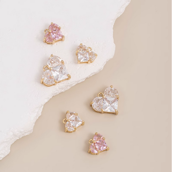 Brass Framed Zirconic Heart Shape Pendant