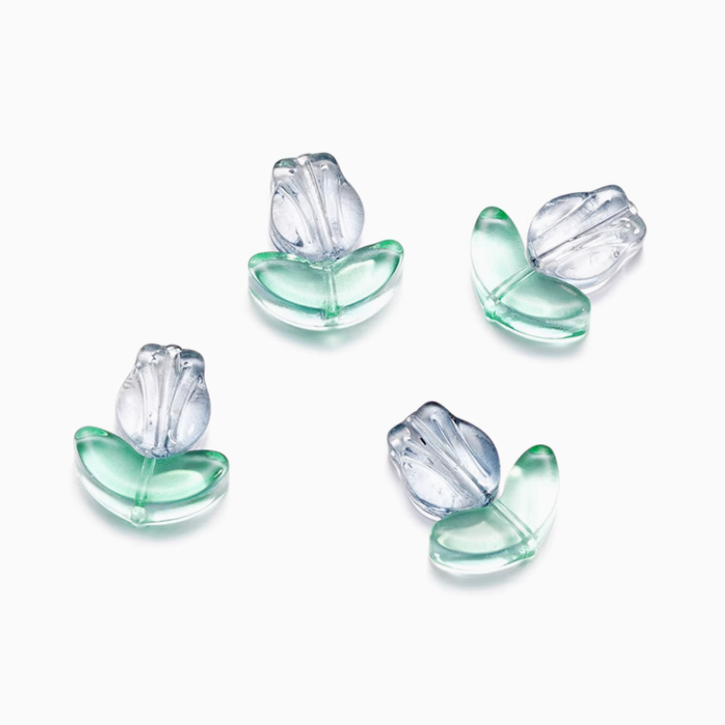 5pcs Glass Tulip Flower Pendant Transparent Buds Charms