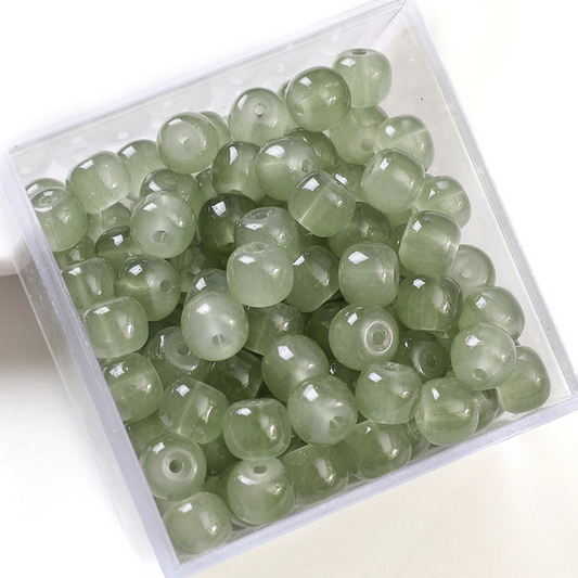20pcs 6x8mm Glass Imitation Jade Oblate Beads -GLFA-19