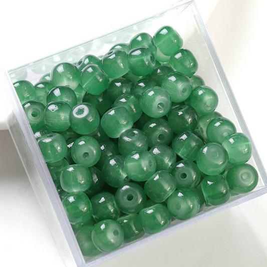 20pcs 6x8mm Glass Imitation Jade Oblate Beads -GLFA-21