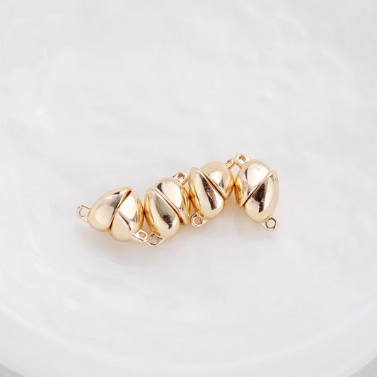 Brass Heart Shape Magnetic Clasp, Rose Gold Plated - CMXX-01
