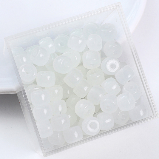 20pcs 6x8mm Glass Imitation Jade Oblate Beads -GLFA-01