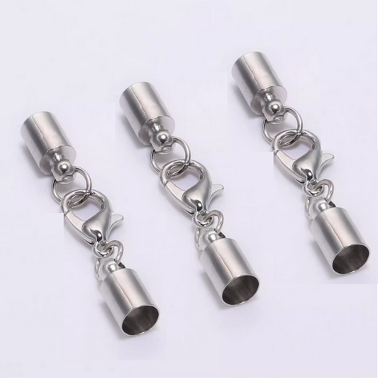 5pcs Brass 3mm Double Side Lobster Clasp With Cap, Platinum Plated -CMPS-05