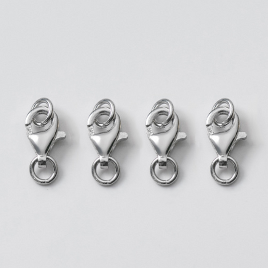 Sterling Silver 7x10mm Lobster Claw Clasp Double Ring, Platinum Plated -CSSS-07