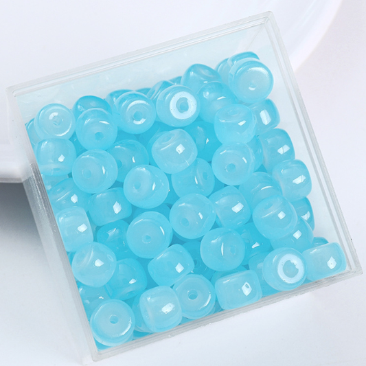 20pcs 6x8mm Glass Imitation Jade Oblate Beads -GLFA-03