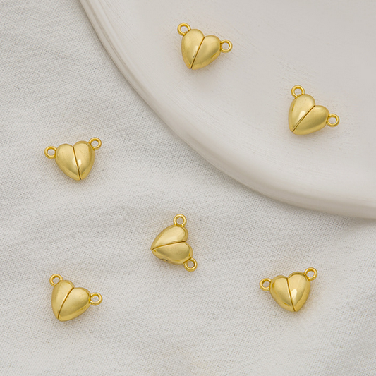 Brass Heart Shape Magnetic Clasp, 18K Gold Plated - CMXX-03