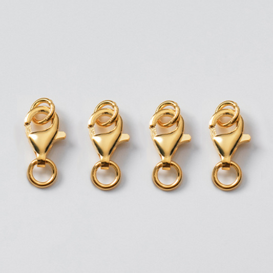 Sterling Silver 7x10mm Lobster Claw Clasp Double Ring, Gold Plated -CSSS-11