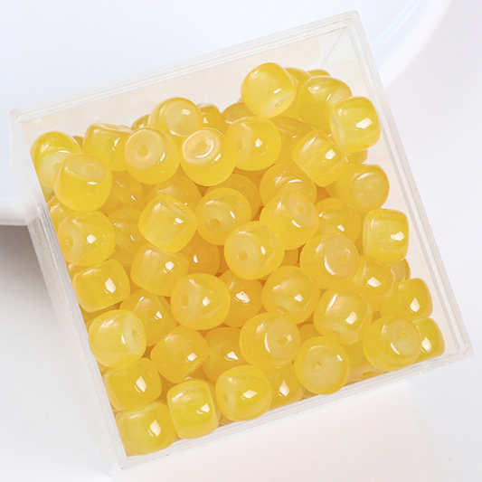 20pcs 6x8mm Glass Imitation Jade Oblate Beads -GLFA-07