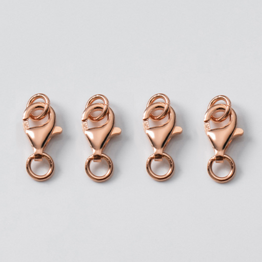 Sterling Silver 7x10mm Lobster Claw Clasp Double Ring, Rose Gold Plated -CSSS-15