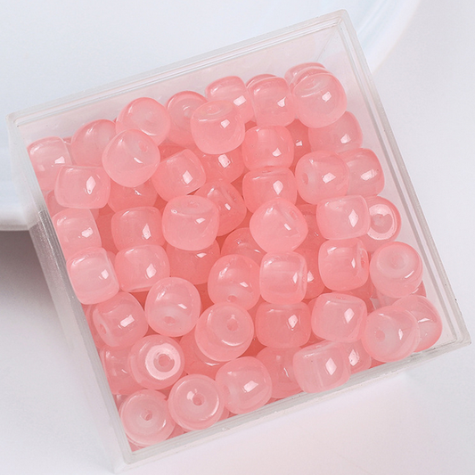 20pcs 6x8mm Glass Imitation Jade Oblate Beads -GLFA-09