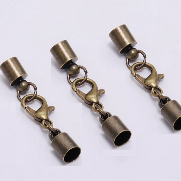 5pcs Brass 5mm Double Side Lobster Clasp With Cap, Bronze Plated -CMPS-19