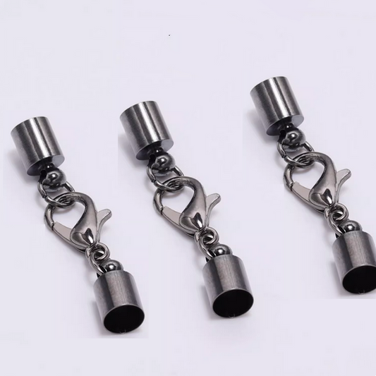 5pcs Brass 4mm Double Side Lobster Clasp With Cap, Black Plated -CMPS-22
