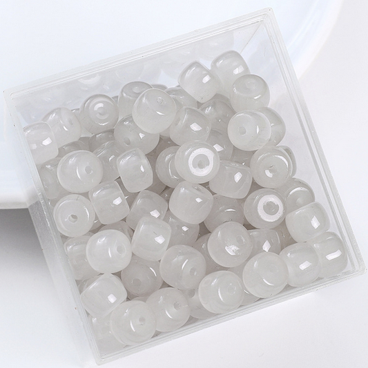 20pcs 6x8mm Glass Imitation Jade Oblate Beads -GLFA-15
