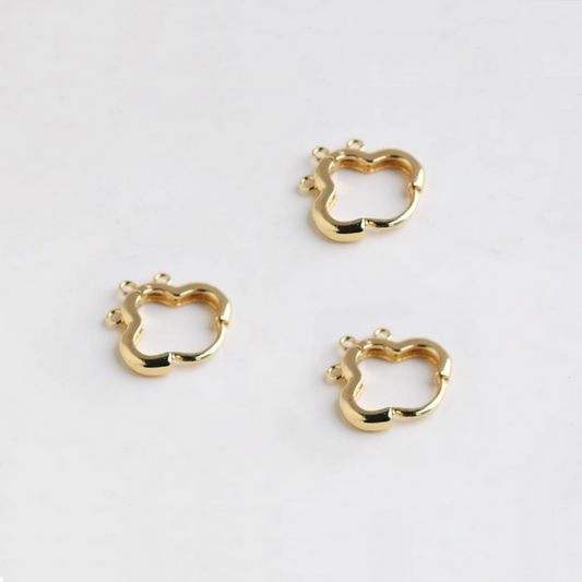 1 Pairs Brass Could Earring Hook 3 Rings, 14K Gold Plate - ERYD-02