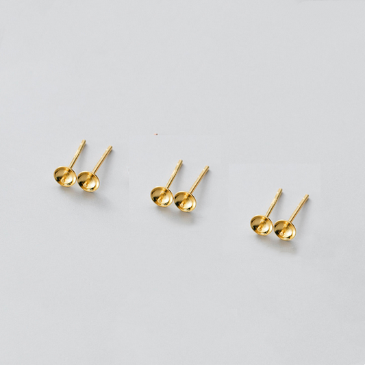 1 Pair 3x13mm Sterling Silver Earring Base, Gold Plated- ERYZ-13