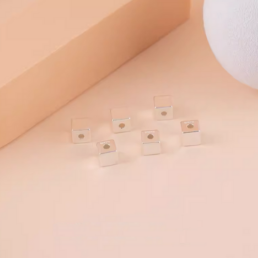 2pcs Sterling Silver 6mm Square Spacer Beads - ASLJ-07