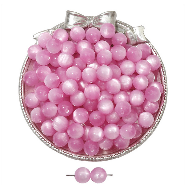 20pcs Resin Imitation Opals Cat's Eye Round Beads