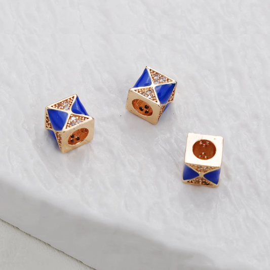 Alloy Dispensing Zirconic Square Spacer - 14K Gold Plated - AMYF-01