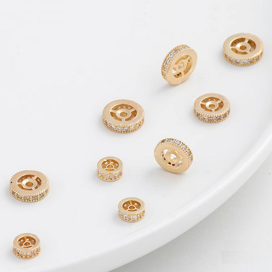 Alloy 8mm Gear Shape Round Spacer - Zircon+Electroplated - AMLZ-02