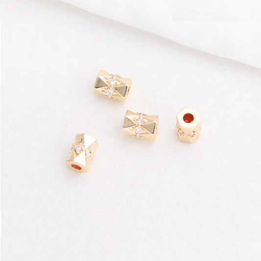 Alloy Cylinder + Zircon Spacer Partition Piece - 14K Plated - AMYZ-01